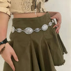 Vintage Engraved Oval Waist Chain for Retro Inspired Statement Fashion