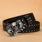 Skull Buckle Studded Belt for Gothic, Punk and Alternative Streetwear Fashion
