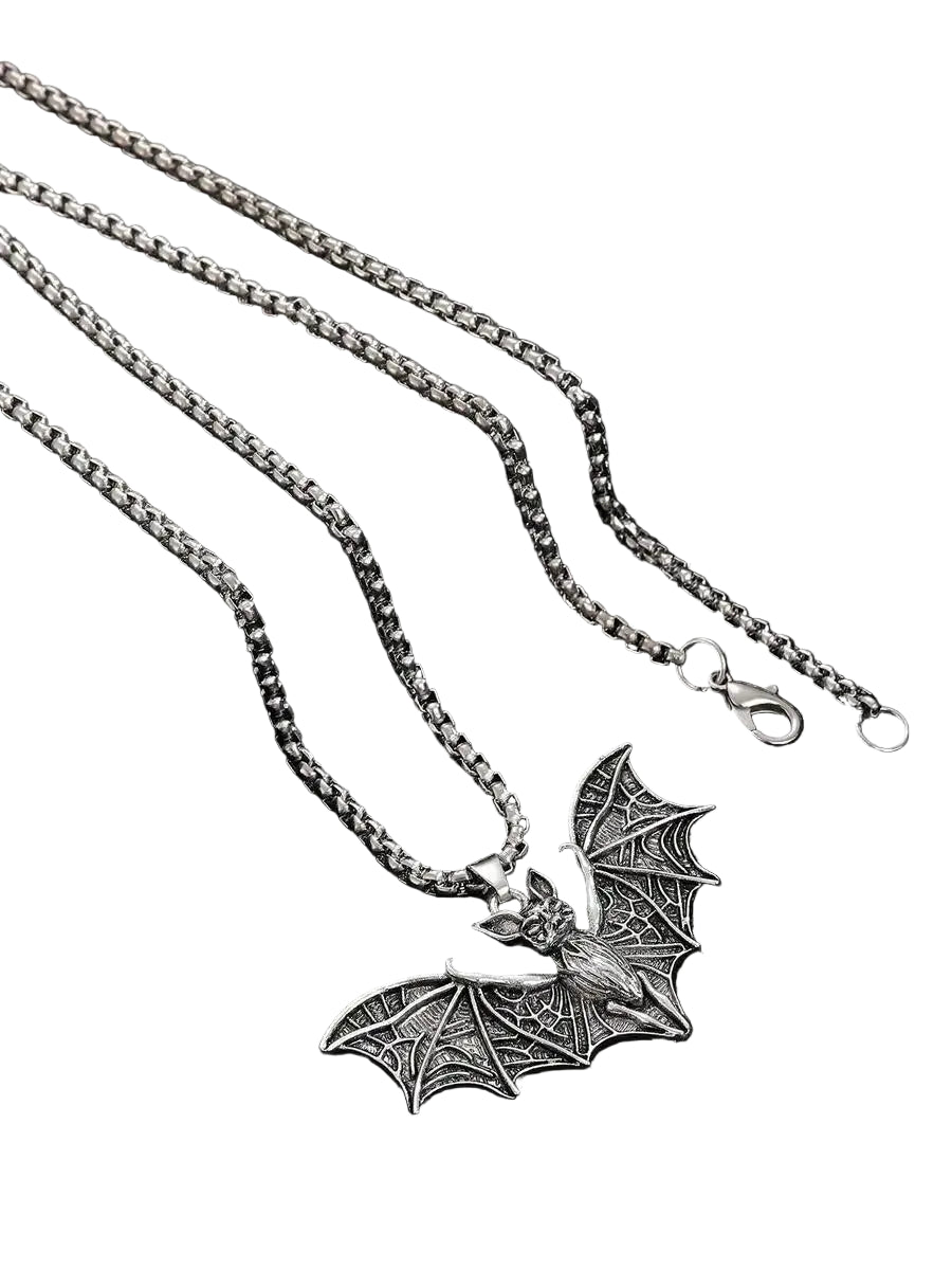 Vintage Gothic Bat Pendant Necklace With Punk Inspired Alternative Statement Chain Design
