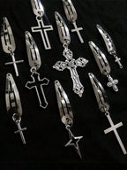 Gothic Cross Hair Clip Set Punk Streetwear Statement Accessories Collection