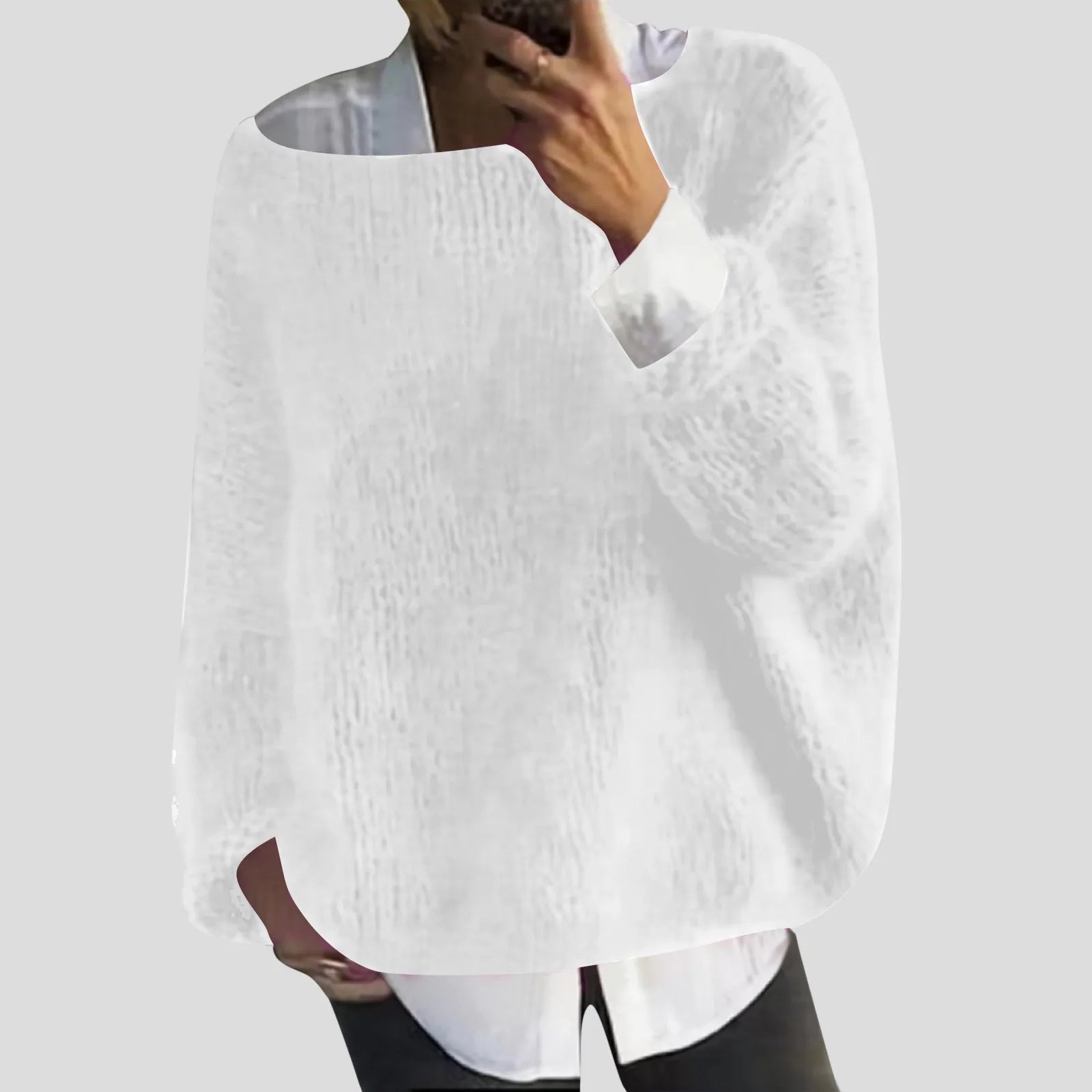 Women's Oversized Drop Shoulder Textured Knit Casual Streetwear Sweater