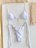 Vintage-Inspired Warm Floral Print Triangle String Bikini