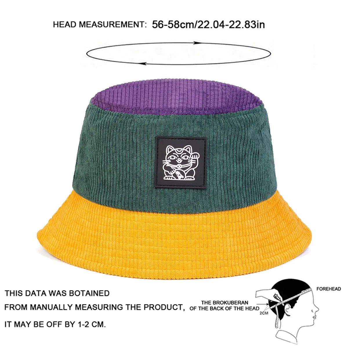 Embroidered Bucket Hat with Contrast Brim for Casual Outdoor Streetwear Everyday Fashion Style
