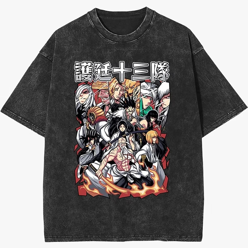 Retro Manga Collage Oversized Washed Streetwear Graphic Casual T-Shirt