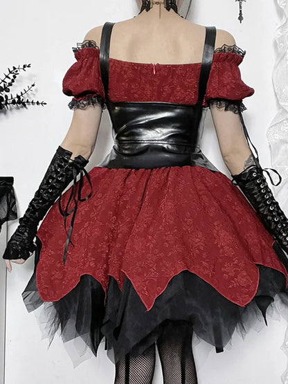 Layered Gothic Corset Dress with Dramatic Alternative Fashion Details