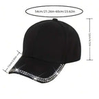 Unisex Baseball Cap with Decorative Rhinestone Trim and Adjustable Fit for Casual Streetwear Style