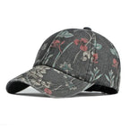 Vintage Floral Print Washed Baseball Cap with Curved Brim for Casual Streetwear Everyday Style