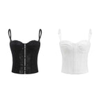 Romantic White Sheer Lace Camisole with Delicate Straps and Front Lacing