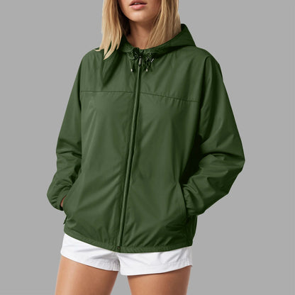 Women's Lightweight Hooded Zip-Up Windbreaker Jacket for Everyday Streetwear Layering