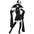 Women's Layered Hooded Dress Costume Set with Oversleeves and Statement Accessory Details