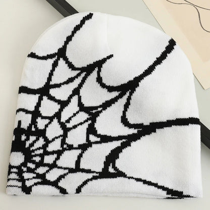 Spider Web Pattern Knit Beanie for Contemporary Streetwear Casual Everyday Fashion and Comfort