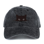 Unisex Vintage Washed Cotton Baseball Cap with Minimal Graphic Embroidery for Casual Everyday Style