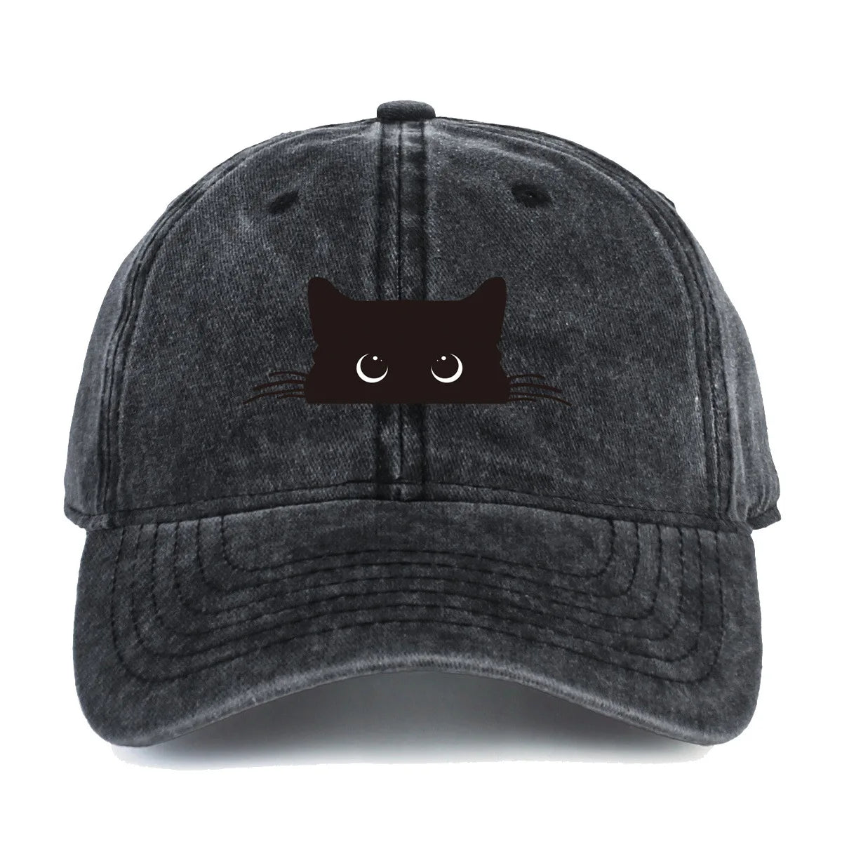 Unisex Vintage Washed Cotton Baseball Cap with Minimal Graphic Embroidery for Casual Everyday Style