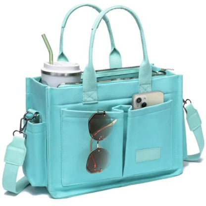 Utility Style Large Capacity Tote Shoulder Bag with Multi Pocket Design