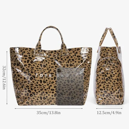 Oversized Waterproof Tote Bag with Animal Inspired Pattern Beach Carryall