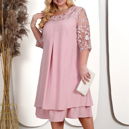Lace Sleeve Layered Hem Feminine Alternative Fashion Midi Dress