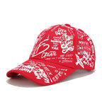 Graffiti Print Baseball Cap Adjustable Curved Brim Urban Streetwear Fashion Hat