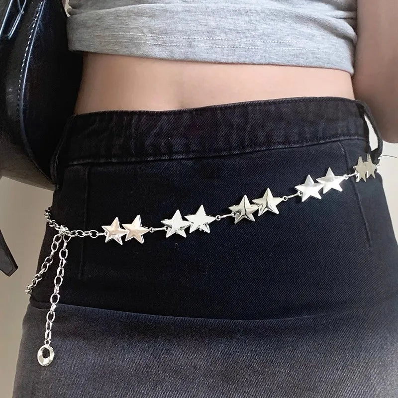 Star Charm Waist Belt Chain for Y2K, Punk and Alternative Fashion