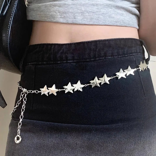 Star Charm Waist Belt Chain for Y2K, Punk and Alternative Fashion