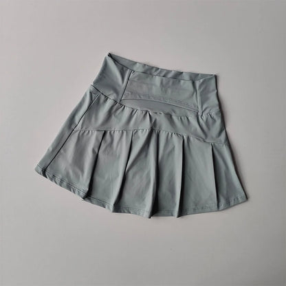 High Waist Performance Tennis Skort with Built-In Shorts and Pleats