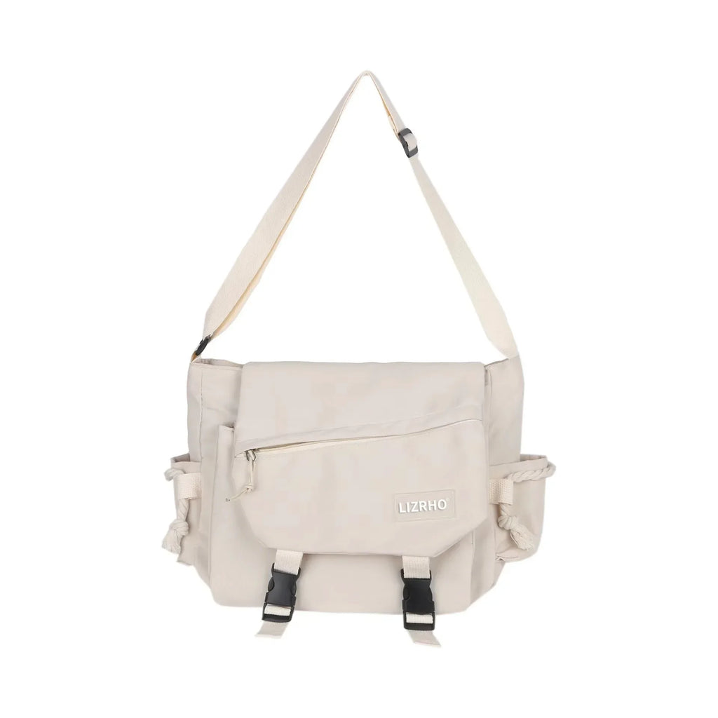 Large Capacity Nylon Crossbody Messenger Bag with Utility Pocket Streetwear Design