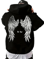 Winged Anime Goth Streetwear Oversized Pullover Hoodie