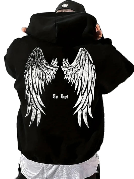 Winged Anime Goth Streetwear Oversized Pullover Hoodie