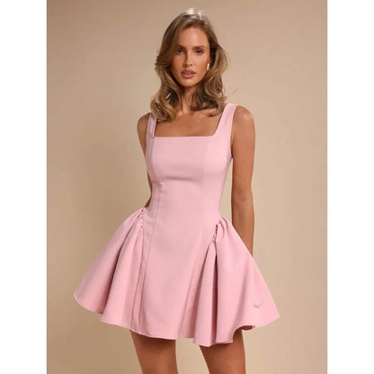 Minimal Sleeveless Mini Dress with Structured Flared Skirt Silhouette
