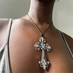 Ornate Cross Choker Necklace for Gothic Punk and Alternative Fashion
