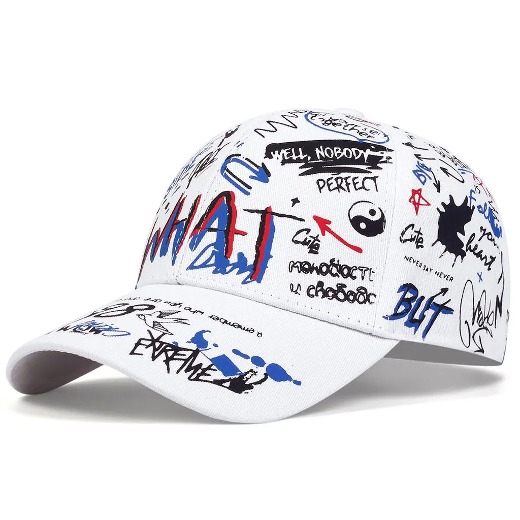 Graffiti Print Baseball Cap Adjustable Curved Brim Urban Streetwear Fashion Hat