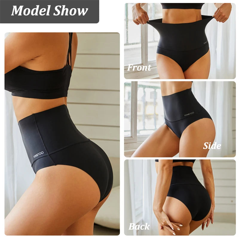 4-Piece Plus-Size Women’s High-Waisted Shaping Briefs with Seamless Construction, Wide Waistband and Assorted Neutral Colors
