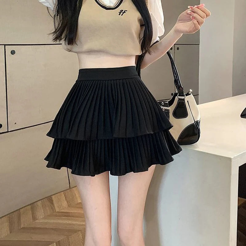 Tiered Ruffle Mini Skirt with Elastic Waist Balletcore Streetwear Silhouette