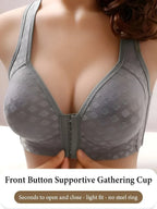 Textured Full-Coverage Front-Closure Bra with Wide Smoothing Straps