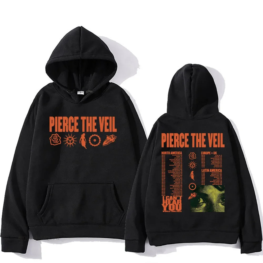 Oversized Tour Inspired Graphic Hoodie with Vintage Streetwear Artwork Design