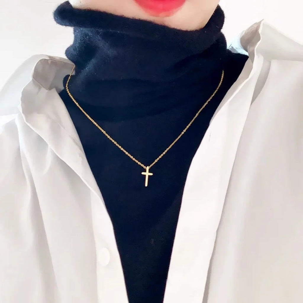Minimalist Cross Pendant Necklace Gothic Alternative Everyday Fashion Jewelry