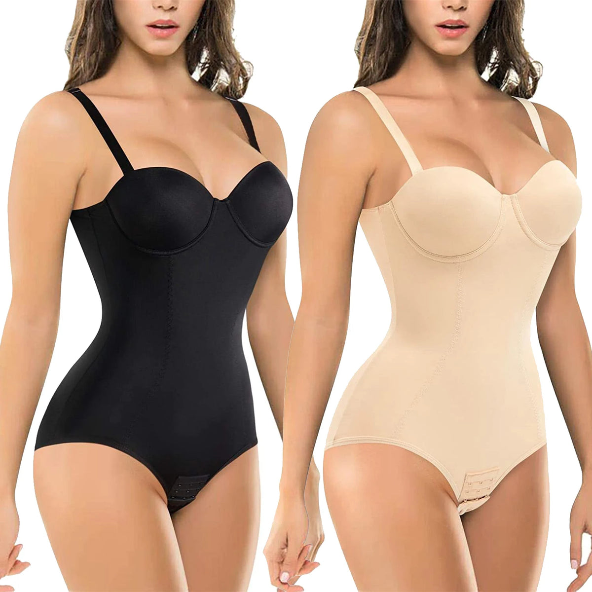 Seamless Underwire Shaping Bodysuit with Built-In Bra Cups