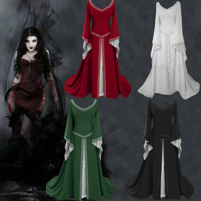 Elegant Medieval Inspired Gothic Maxi Dress with Fantasy Alternative Style