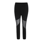 Mesh Panel Calf Length Leggings High Waist Active Alternative Fashion Bottoms