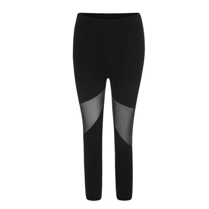 Mesh Panel Calf Length Leggings High Waist Active Alternative Fashion Bottoms