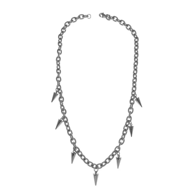 Rivet Chain Choker Necklace for Punk Gothic Alternative Fashion Styling