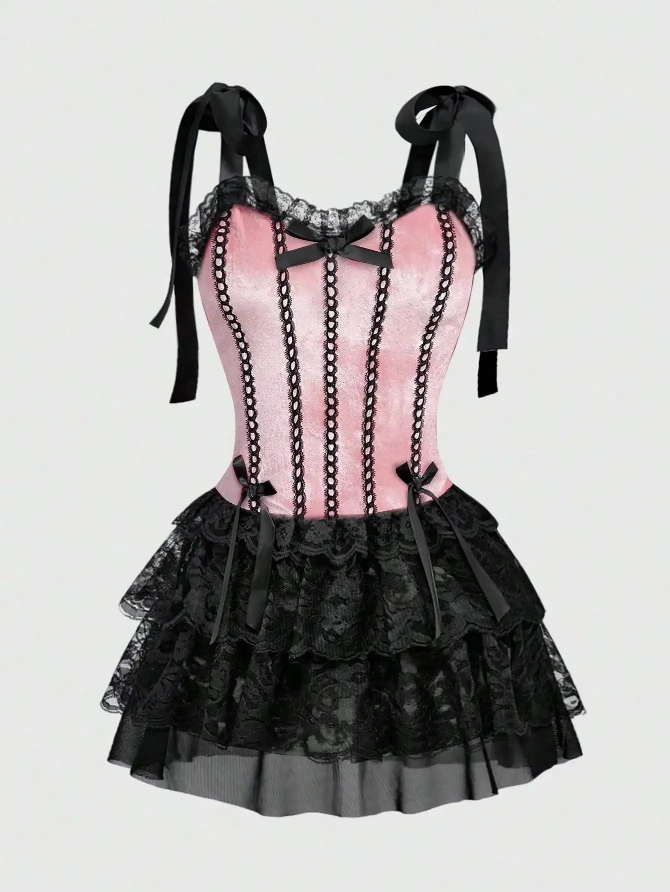 Gothic Corset Ruffle Dress for Alternative Fashion Style - BigCat Streetwear
