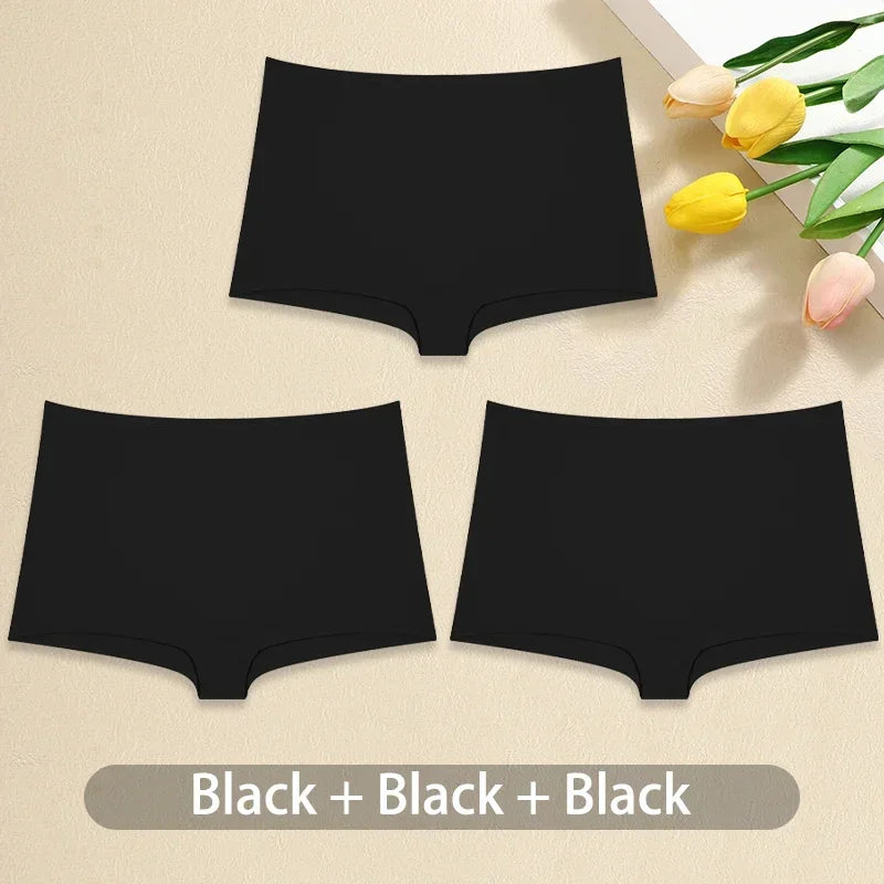 3-Piece Women’s Low-Rise Cotton-Blend Boyshorts Set with Wide Waistband, Short-Leg Silhouette and Classic Solid Colors