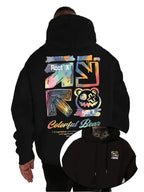 Heavyweight Streetwear Hoodie with Colorful Graphic Back Artwork and Relaxed Fit