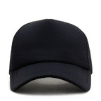 Plain Mesh Trucker Cap Adjustable Curved Brim Minimalist Casual Streetwear Hat