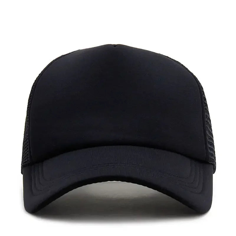 Plain Mesh Trucker Cap Adjustable Curved Brim Minimalist Casual Streetwear Hat