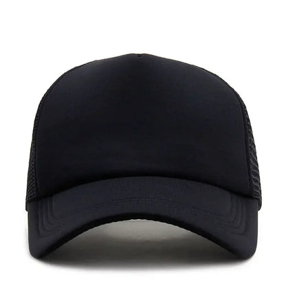 Plain Mesh Trucker Cap Adjustable Curved Brim Minimalist Casual Streetwear Hat