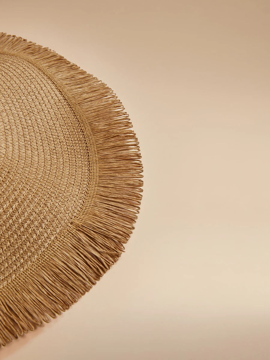 Oversized Woven Straw Sun Hat with Fringe Trim for Beach Travel and Resort Styling