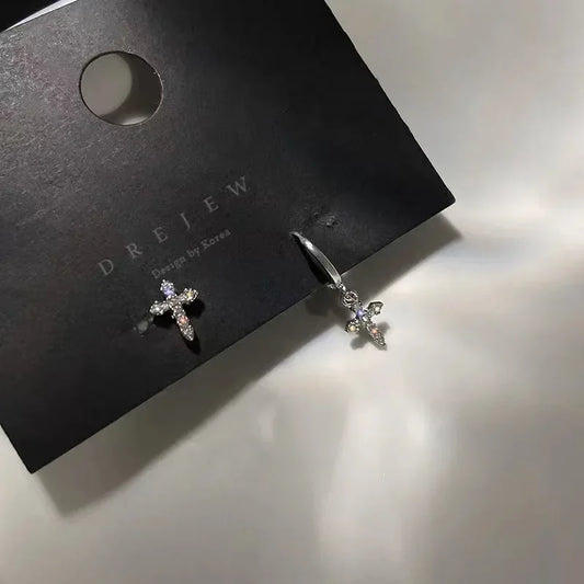 Minimalist Cross Stud Earrings for Gothic and Alternative Looks