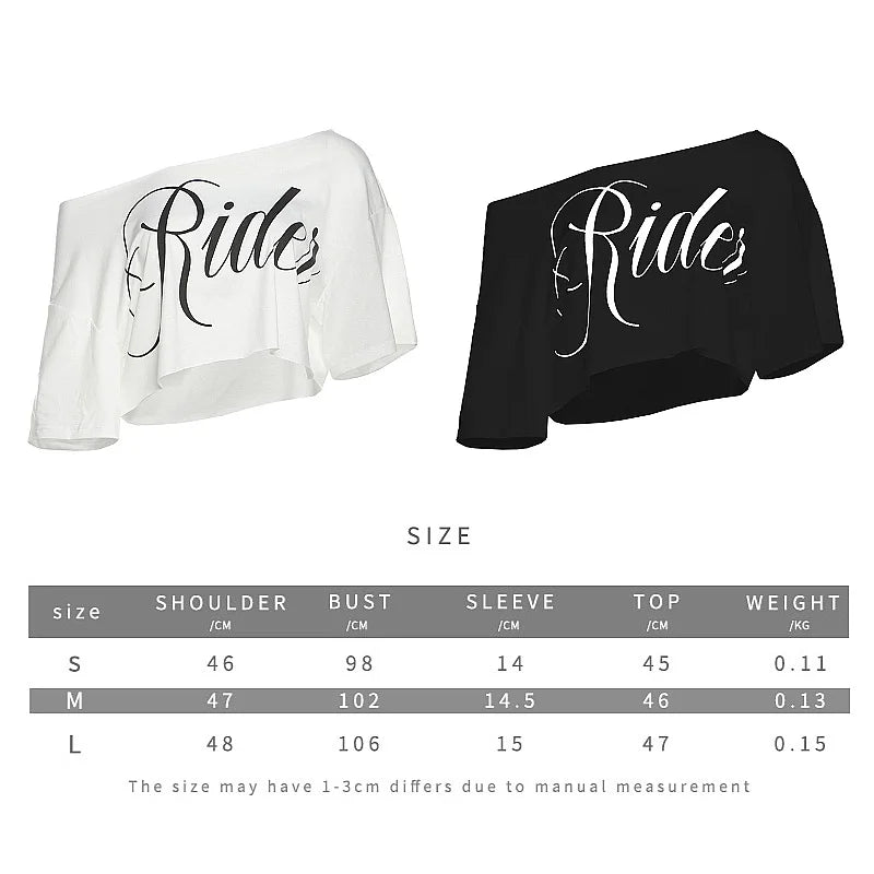 Women's Asymmetric Off Shoulder Graphic Crop T-Shirt for Contemporary Streetwear Casual Fashion Style