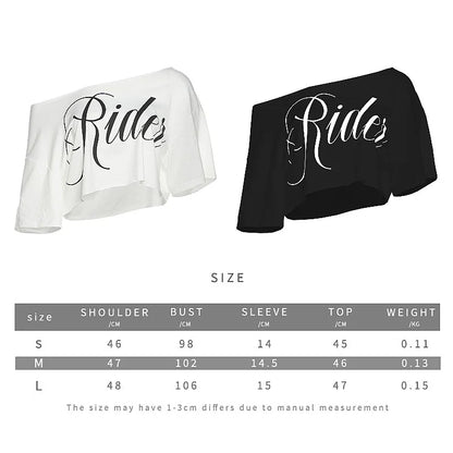 Women's Asymmetric Off Shoulder Graphic Crop T-Shirt for Contemporary Streetwear Casual Fashion Style